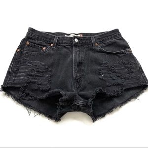 LEVI’S Waist 35-36 vintage Cutoffs/ Hand—Distressed/ 181RE